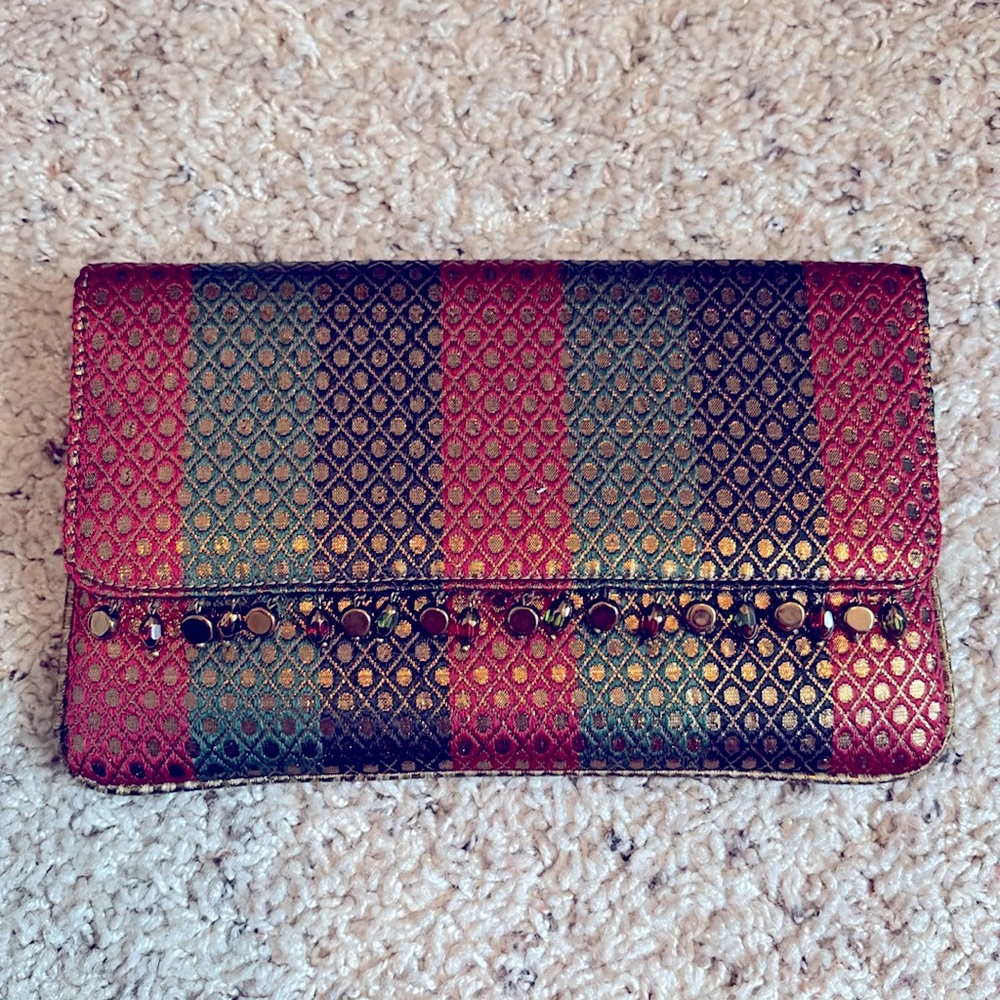 Indian Style Clutch Tanvi Shah Flap Silk wallet formal party bag purse tassels